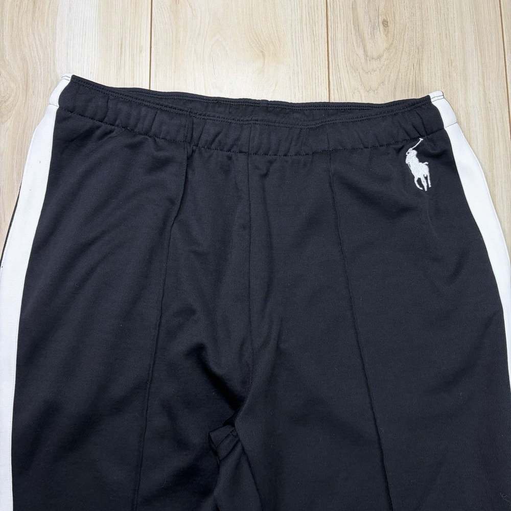 Polo By Ralph Lauren Mens Large Track Pants Big Pony Side Stripe Zip Ankle Black - Picture 5 of 13